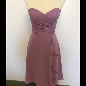 Lilac knee length bridesmaid dress